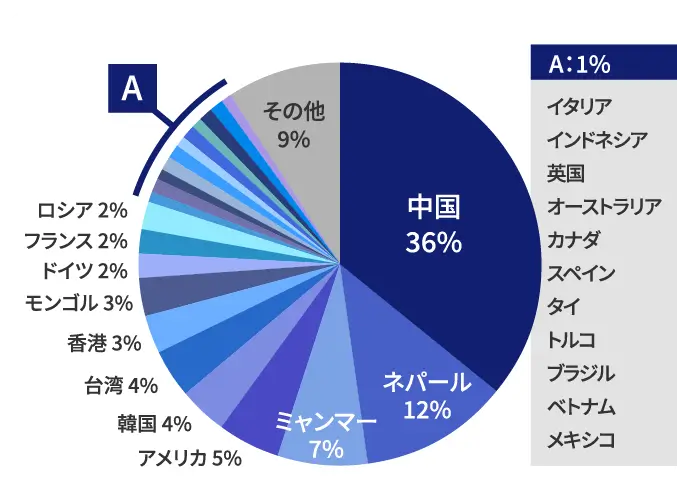 学生の国籍構成グラフ